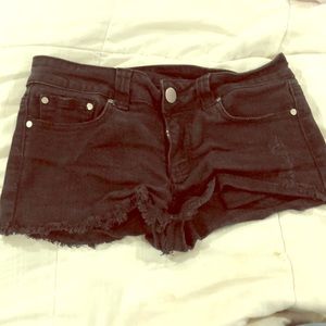 Black denim SUPER mini shorts